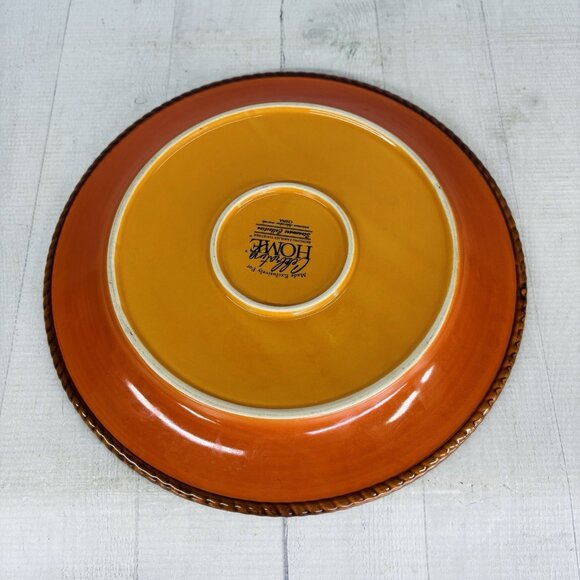 Celebrating Home TUSCAN Orange Red Yellow Rope Trim Stoneware Dinner Plate Set 3 - Picture 3 of 16